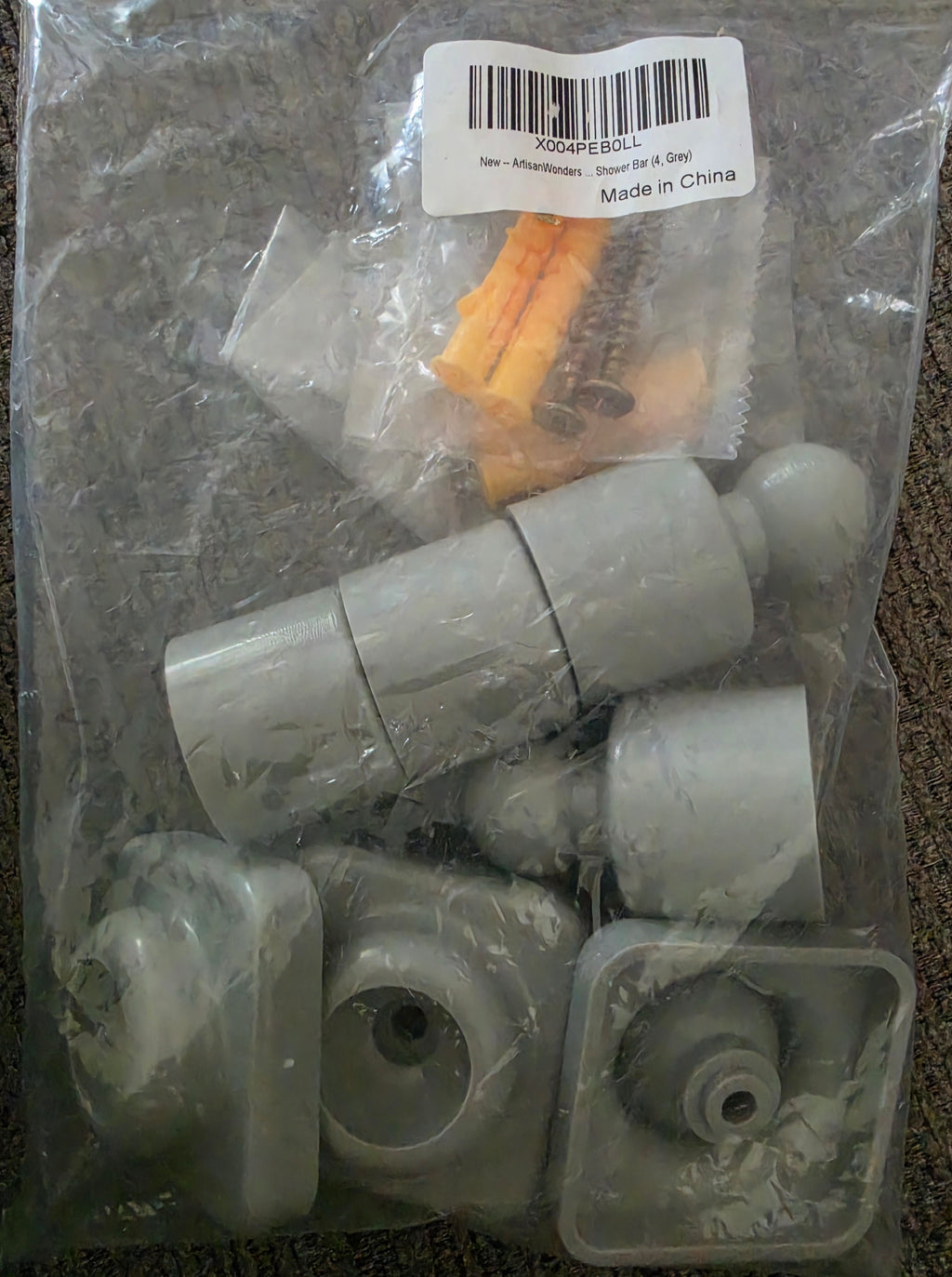 L Shape Shower Curtain Rod Holder - 25mm Angled Mount with Swivel Joints & Hardware Kit, Drilling Required (4, Grey)