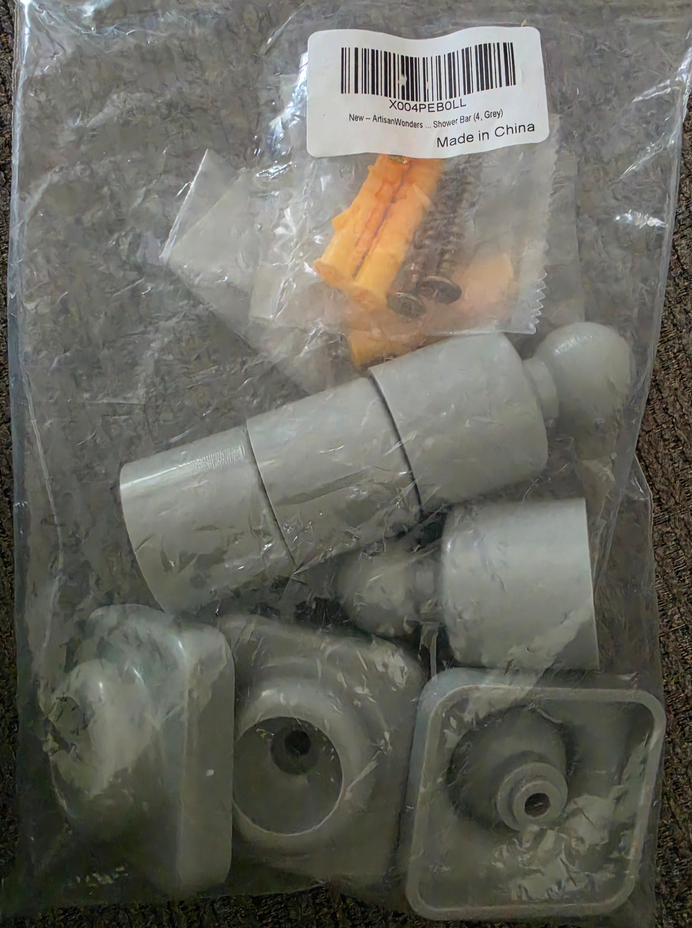 L Shape Shower Curtain Rod Holder - 25mm Angled Mount with Swivel Joints & Hardware Kit, Drilling Required (4, Grey)