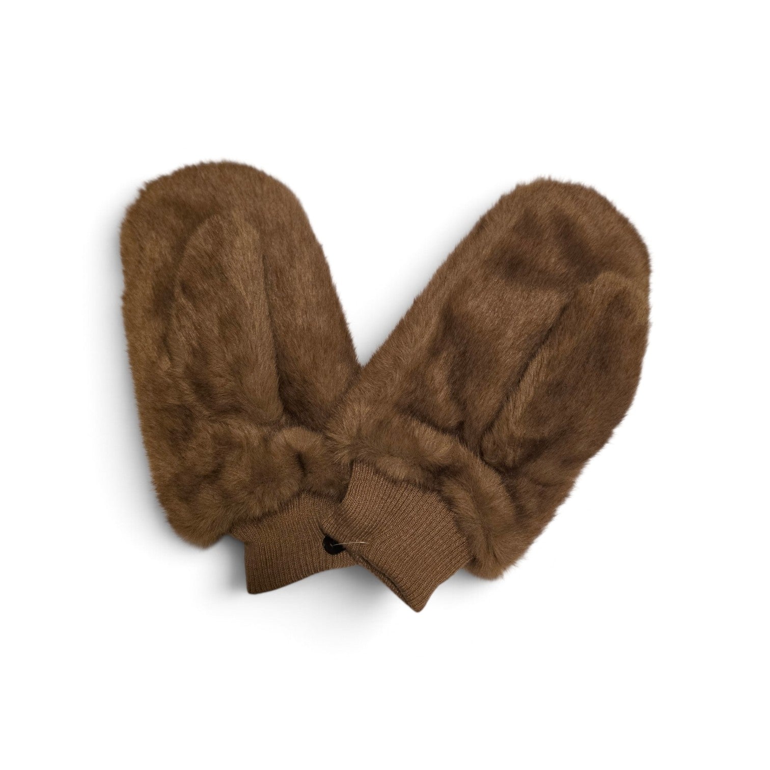 Faux fur mittens, brown