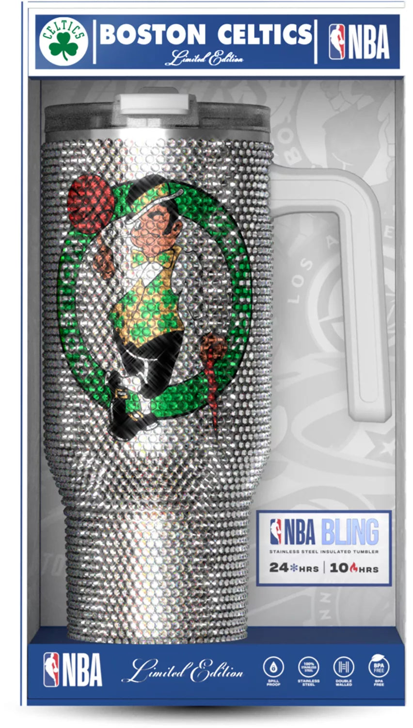 HYDRAPEAK Adult Boston Celtics Silver 40-Ounce Bling Voyager Tumbler