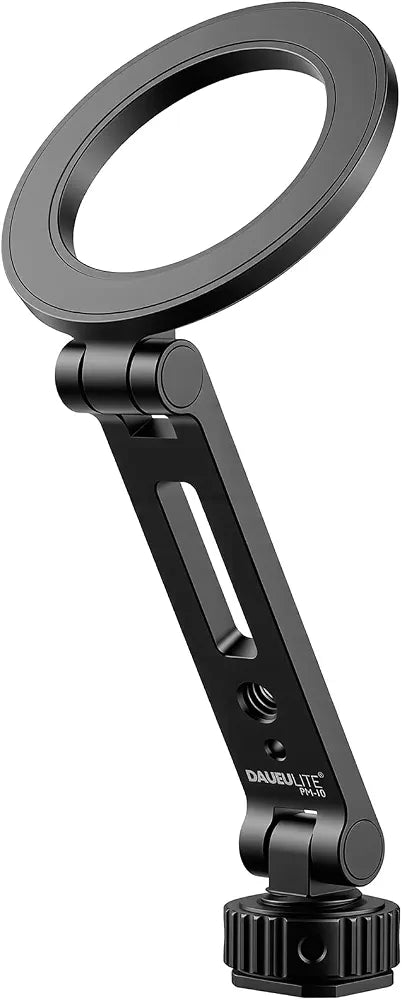 Magnetic Metal Phone Mount with Cold Shoe Mount, Adjustable Rotatable Phone Tripod Holder Adapter
