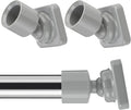 L Shape Shower Curtain Rod Holder - 25mm Angled Mount with Swivel Joints & Hardware Kit, Drilling Required (4, Grey)