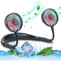 VAGAU Portable Cooling Neck Fan, Rechargeable USB Personal Neck Fans with Colorful LED lights, 360° Rotation, Wearable Neck Fan Air Conditioner for Office Travel Sport, 3 Adjustable Speeds