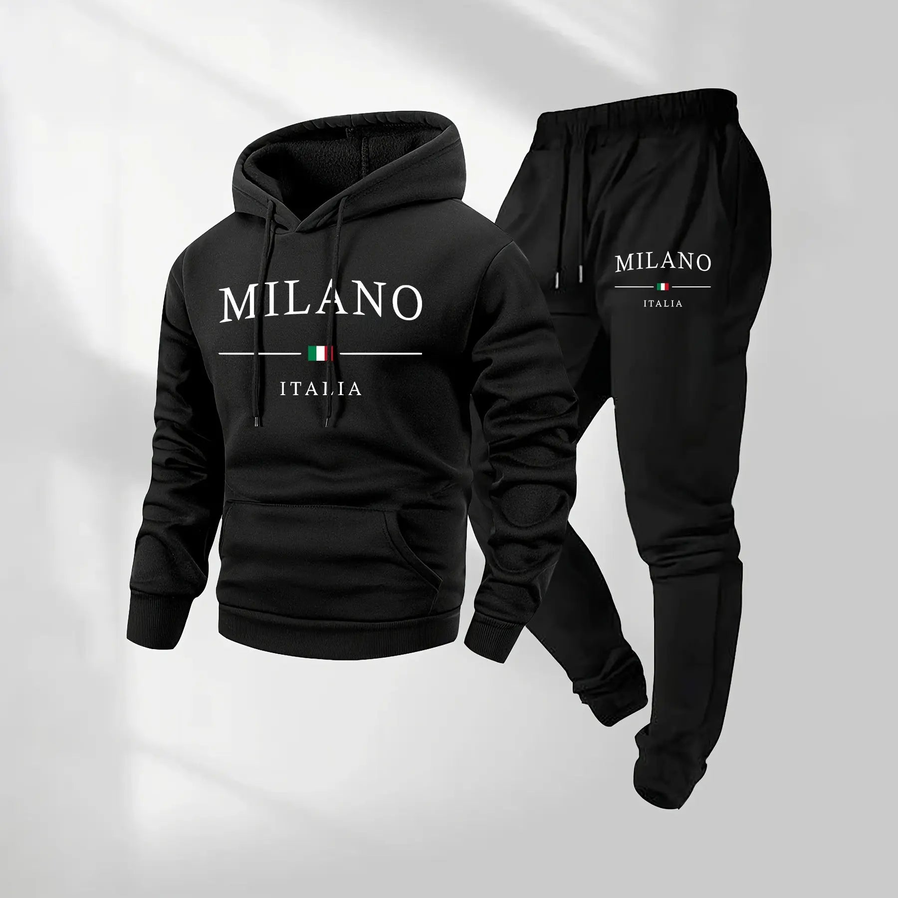 Milano printed hoodie and drawstring sweatpants. Size 2XL