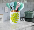 Leaf Kitchen Utensil Holder For Countertop White Ceramic Utensil Crock For Counter