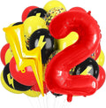 Red Yellow Black Balloons, 40 Inch Red 2 balloon number Lightning Bolt Balloon Confetti Balloons for Toy Carnival Party Decorations 2nd Birthday Decorations for Boys (Red 2)