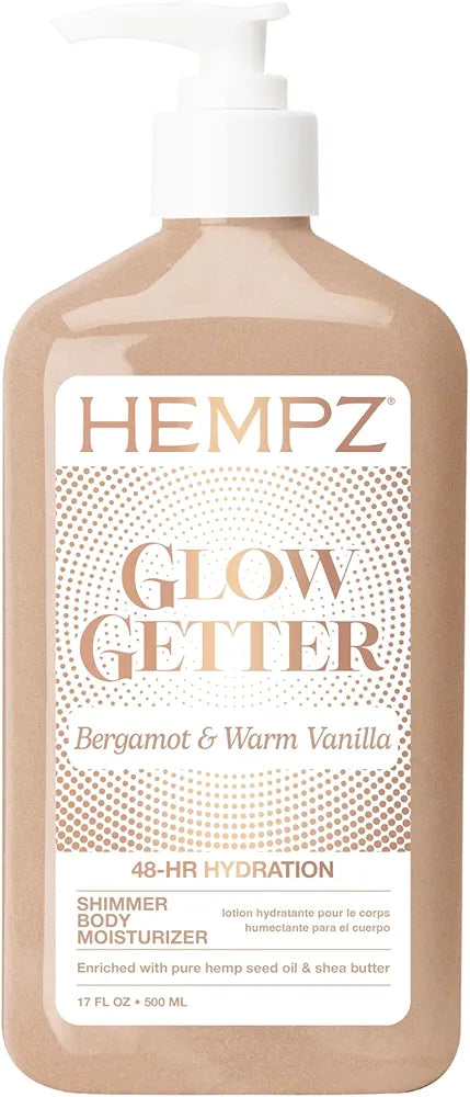 Hempz Glow Getter Body Lotion, Hydrating Moisturizer with Shimmer, 17 oz.