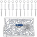 3/16" x 5/8" Silver Aluminum Pop Rivets with Stainless Steel Washers 4.8 x 16mm Blind Rivet Assortment Kit (Pack of 130pcs)