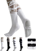 4 Pair Mid tube anti slip socks with Reinforced Ankle Support, black
