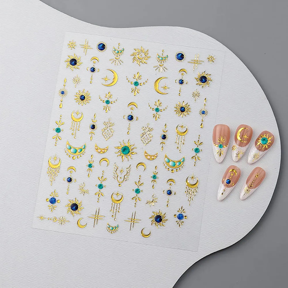 3 sets of nail decals plus press on nails