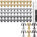 LXUEJIE 60 Set Purse Feet for Handbags and Hollow Hole Puncher Screwdriver, Screw Back Stud Purse Feet, Nailhead Brass Studs Rivets, Flat Head Stud Metal Studs for DIY Purses Leather Craft