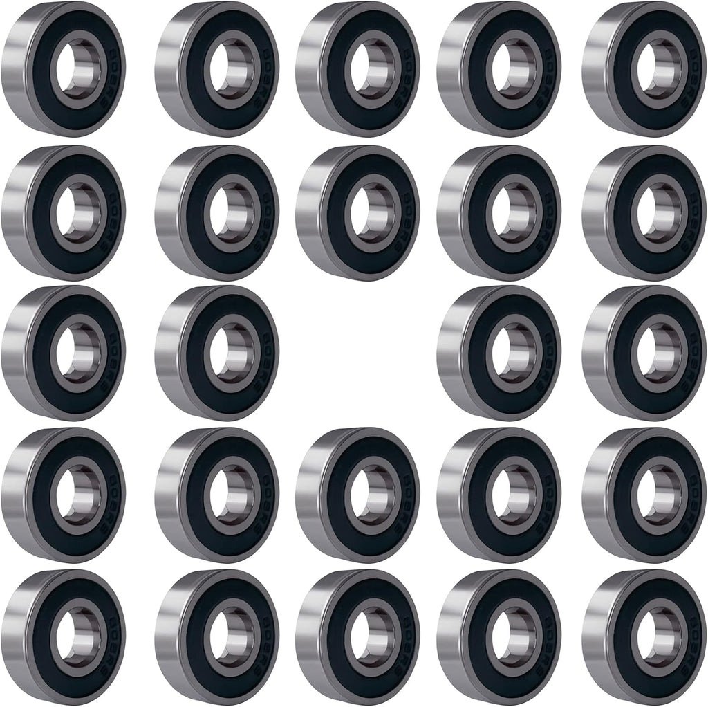 24 PCS 608-2RS Ball Bearings – Double Rubber Sealed Miniature Deep Groove Ball Bearings (8mm x 22mm x 7mm) (608 2RS)