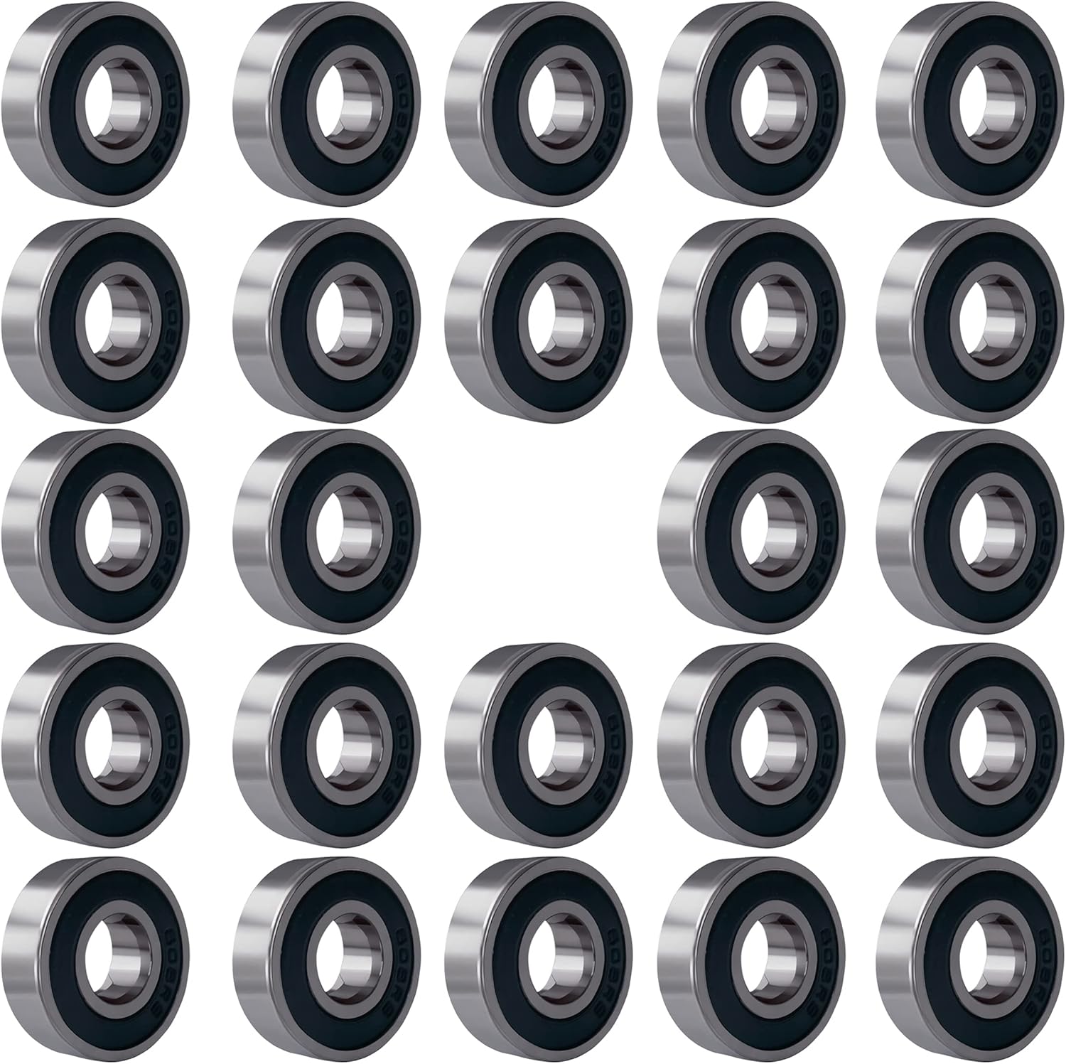 24 PCS 608-2RS Ball Bearings – Double Rubber Sealed Miniature Deep Groove Ball Bearings (8mm x 22mm x 7mm) (608 2RS)