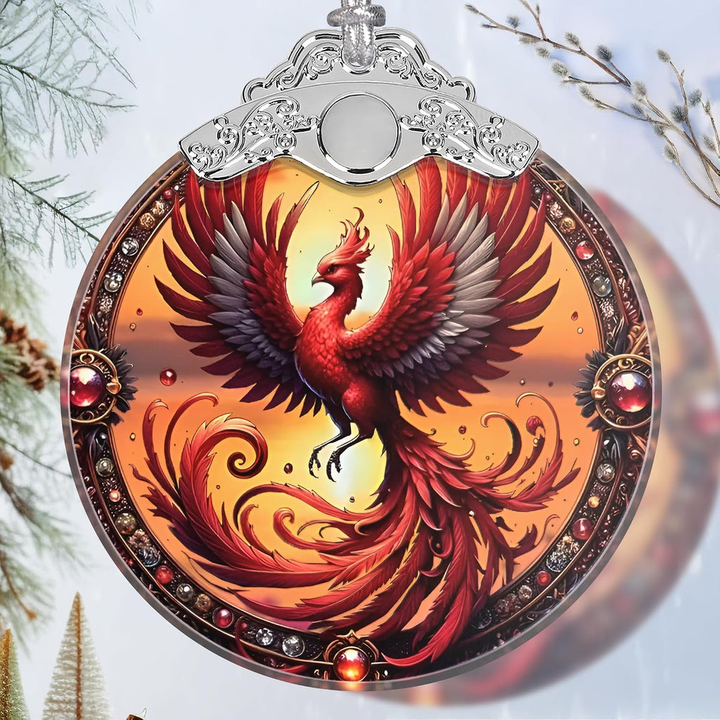 Stained Glass Phoenix Ornament - Christmas Ornaments - Christmas Tree Decorations - Holiday Present Ideas - Gift Exchange