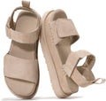 Genuine Leather Platform Sandals For Women - Memory Foam Insole Slip Resistant Chunky Womens Sandals with adjustable straps