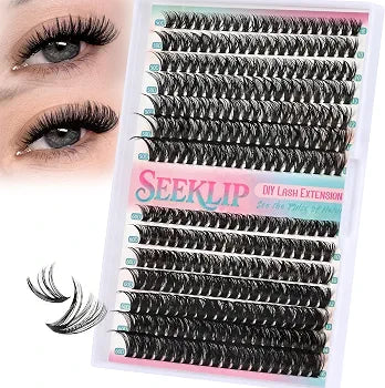 Lash Clusters Fluffy Eyelash Extensions 280Pcs 50D 60D Volume Individual Lashes DIY Lash Extensions D Curl Wispy Natural 8-16MM Mixed Clusters Lashes (50D+60D)