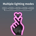 Solar Powered Car LED Ambient Light - Finger Heart Neon Accent for Rear & Side Windows, 5 Modes