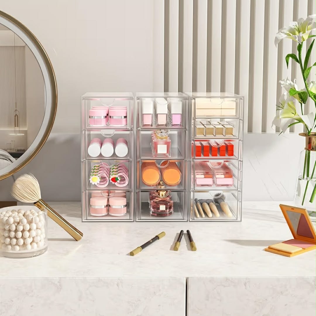Acrylic 13-Drawer Storage & Makeup Organizer for Desk, Bath