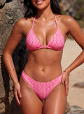 Women's Polka Dot Triangle Cheeky Bikini Sets, 2 Piece Swimsuit, Large