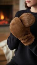 Faux fur mittens, brown