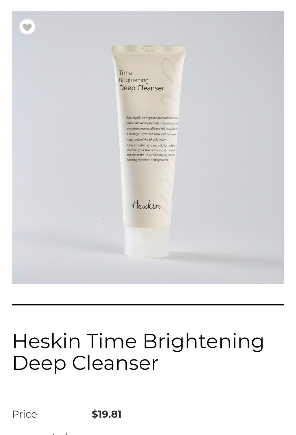 Hexkin Time Brightening Deep Cleanser