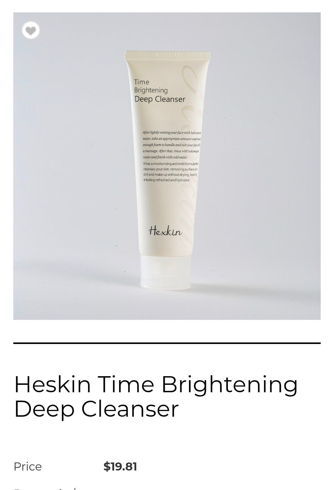 Hexkin Time Brightening Deep Cleanser