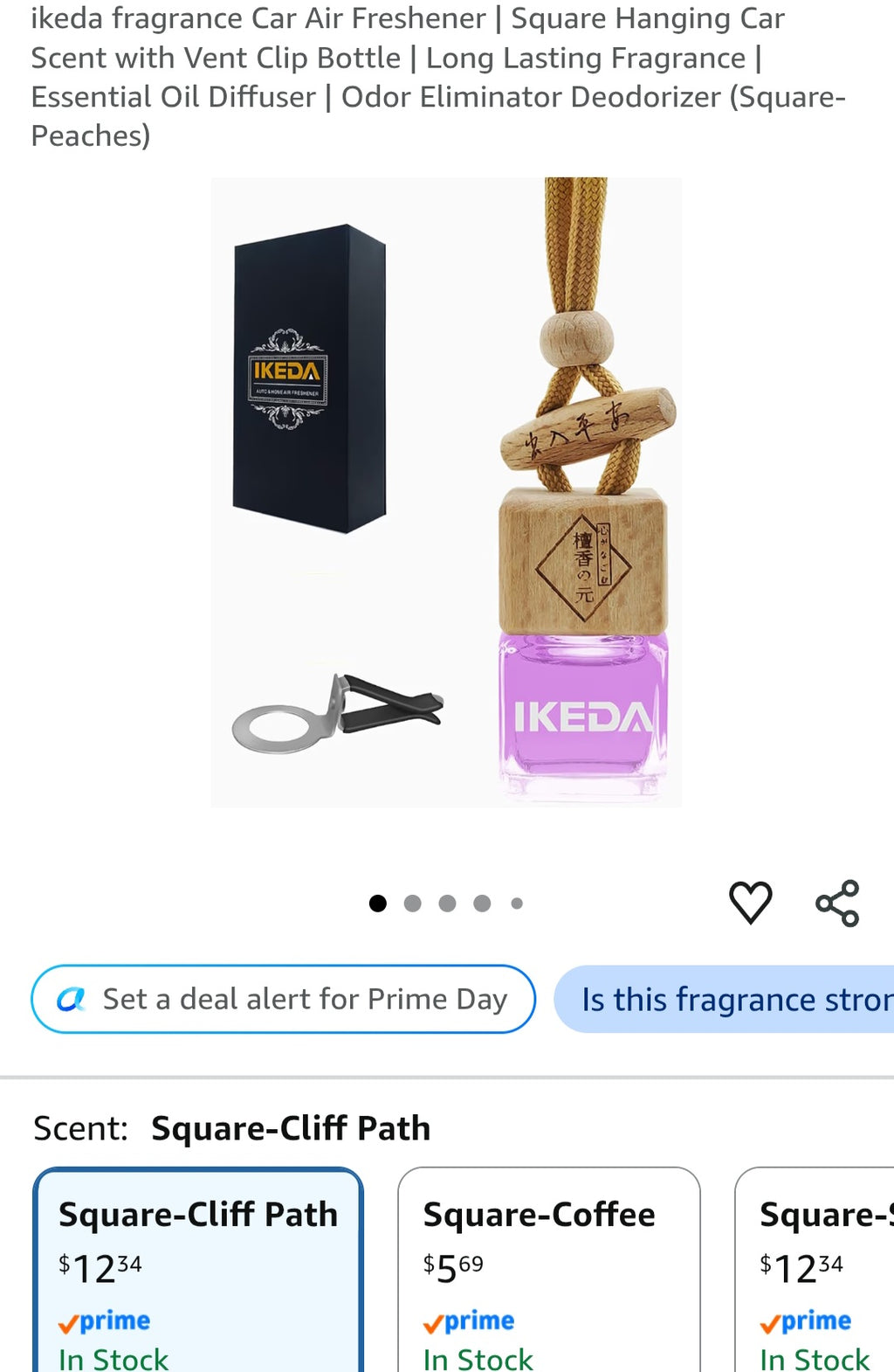 ikeda fragrance Car Air Freshener | Square Hanging Car Scent with Vent Clip Bottle | Long Lasting Fragrance | Essential Oil Diffuser