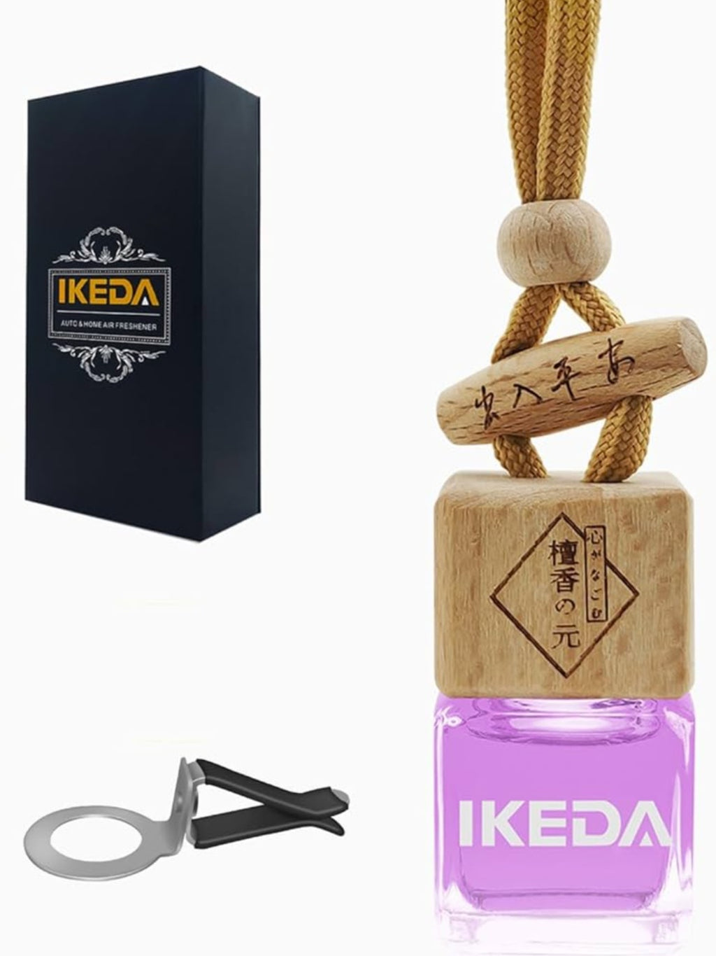 ikeda fragrance Car Air Freshener | Square Hanging Car Scent with Vent Clip Bottle | Long Lasting Fragrance | Essential Oil Diffuser