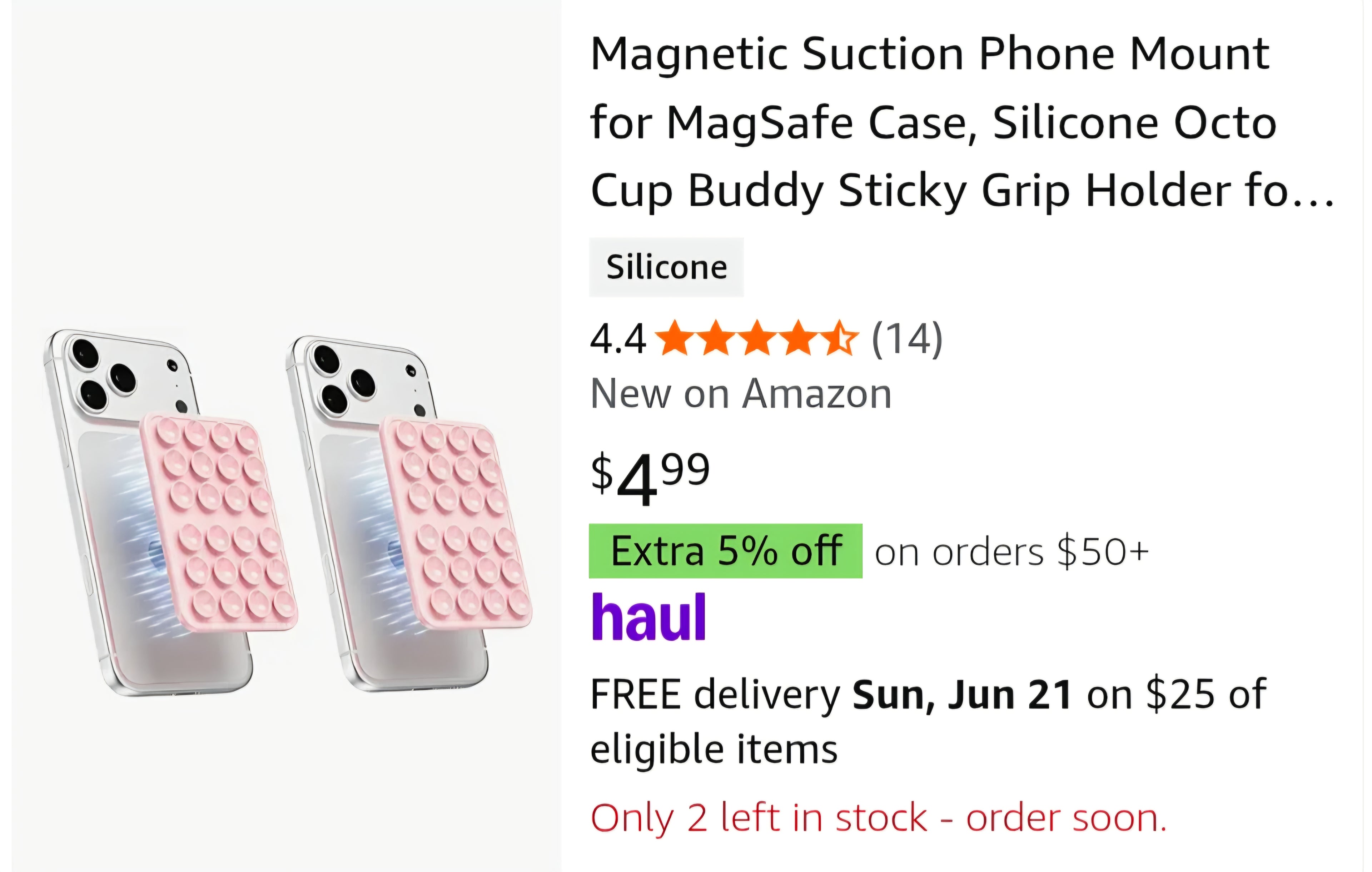 Magnetic Suction Phone Mount for MagSafe Case, Silicone Octo Cup Buddy Sticky Grip Holder for iPhone, Removable Hands-Free Selfie/Video