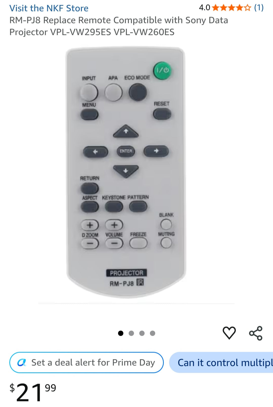 RM-PJ8 Replace Remote Control fit for Sony Data Projector