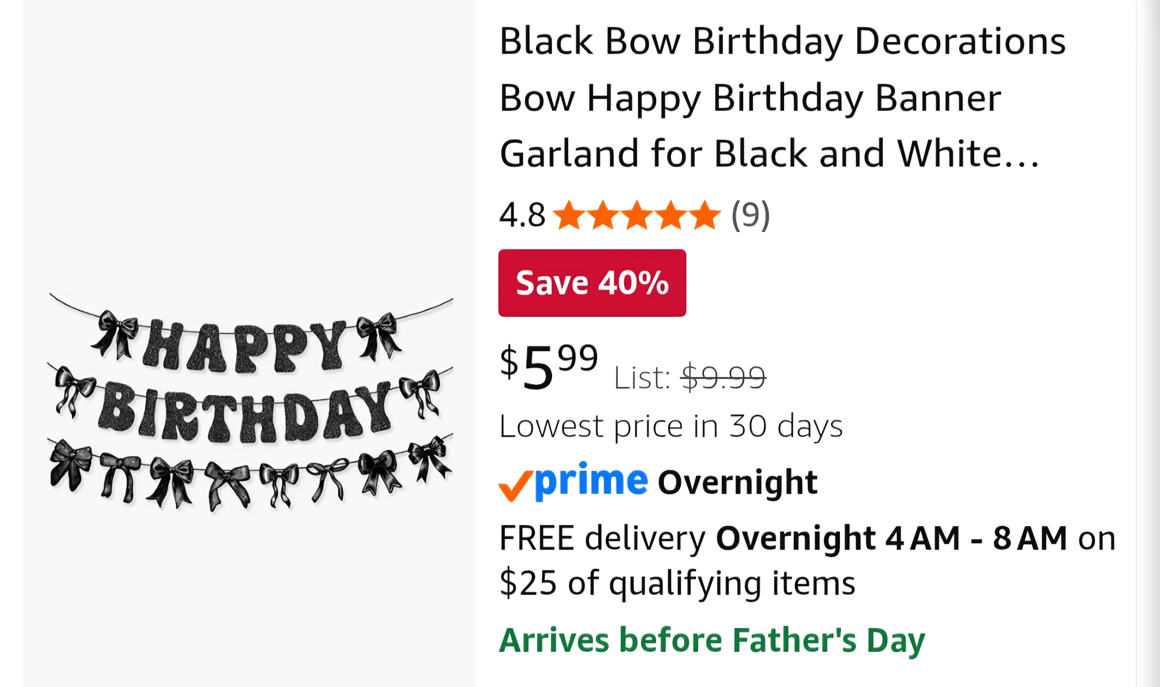 Black Bow Birthday Decorations Bow Happy Birthday Banner Garland for Black and White Coquette Party Decor