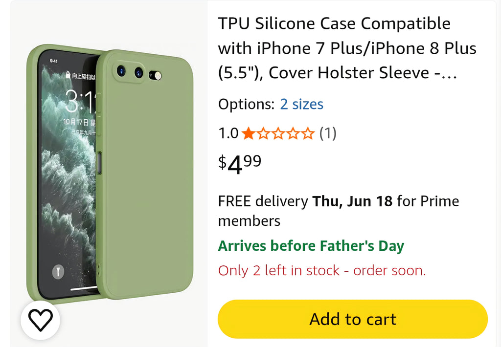 TPU Silicone Case Compatible with iPhone 7 Plus/iPhone 8 Plus (5.5"), Cover Holster Sleeve - Matcha Green