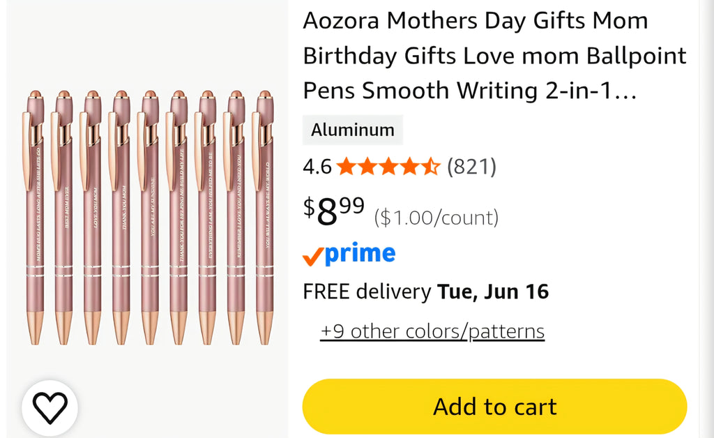 Mothers Day Gifts Mom Birthday Gifts Love mom Ballpoint Pens Smooth Writing 2-in-1 Stylus Retractable Ballpoint Pen with Stylus tip