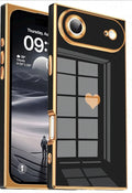 Tzomsze Compatible with iPhone Air Case,Camera Protection Cute Heart Pattern & Electroplate Reinforced Corners Shockproof Edge Bumper Case