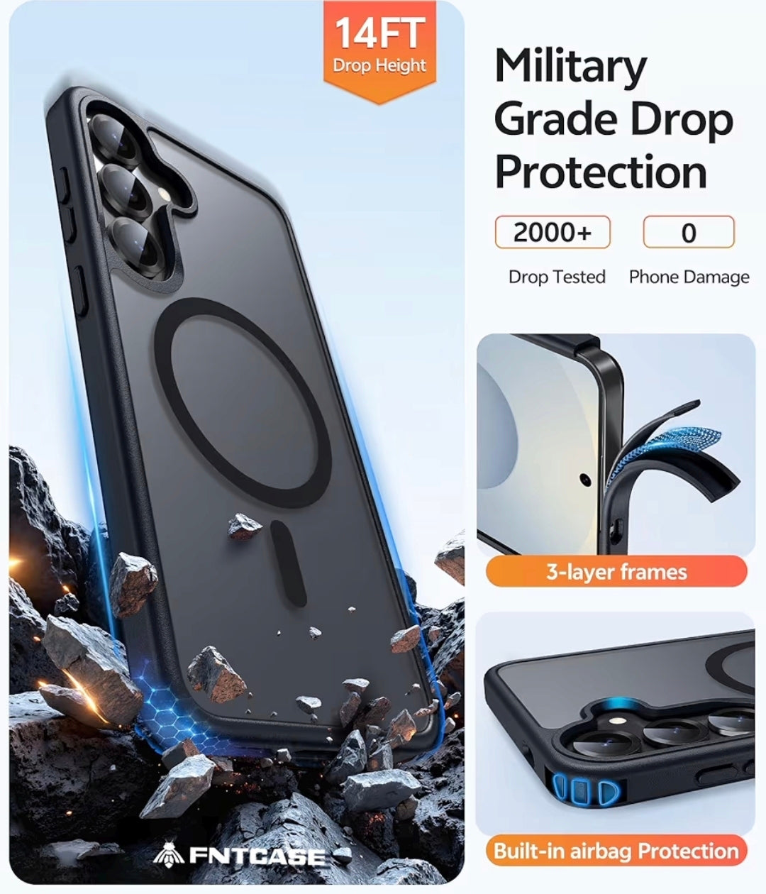 FNTCASE for Samsung Galaxy S25 Plus Case: Samsung Galaxy S24 Plus Phone Case [Fit with Magsafe] Translucent Matte Case