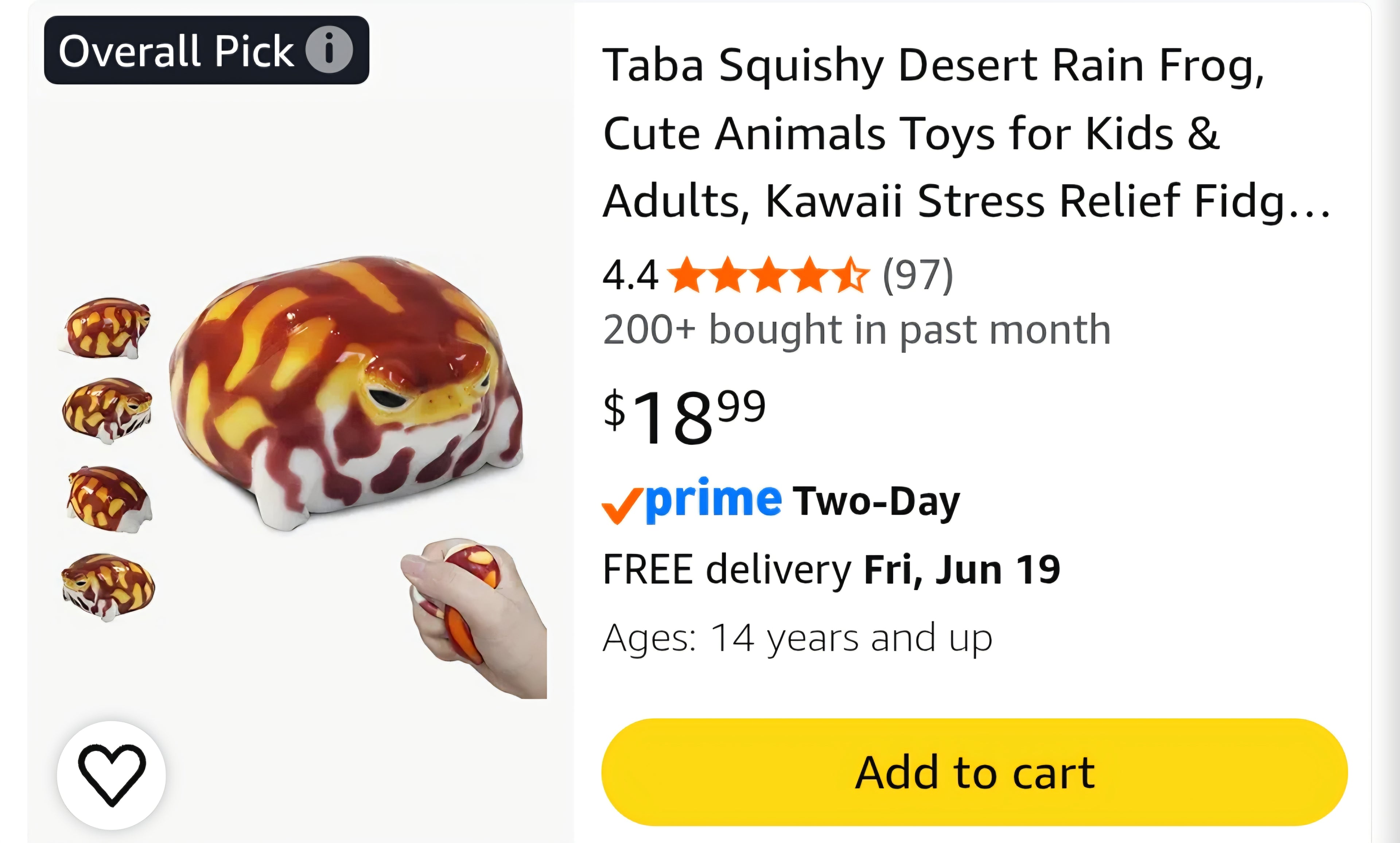 Taba Squishy Desert Rain Frog, Cute Animals Toys for Kids & Adults, Kawaii Stress Relief Fidget Sensory Toys, Soft Silicone Squeeze Gifts for Children, Teens, and Adults