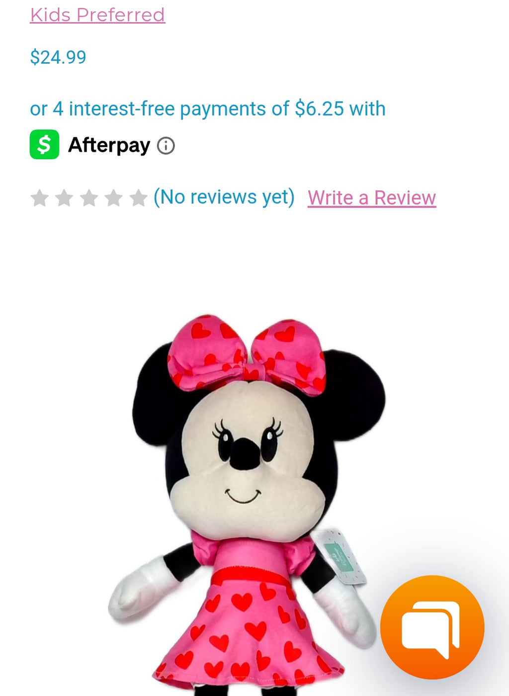 Disney Baby Large Valentine's hearts plush 19" Minnie Mouse by Kids Preferred