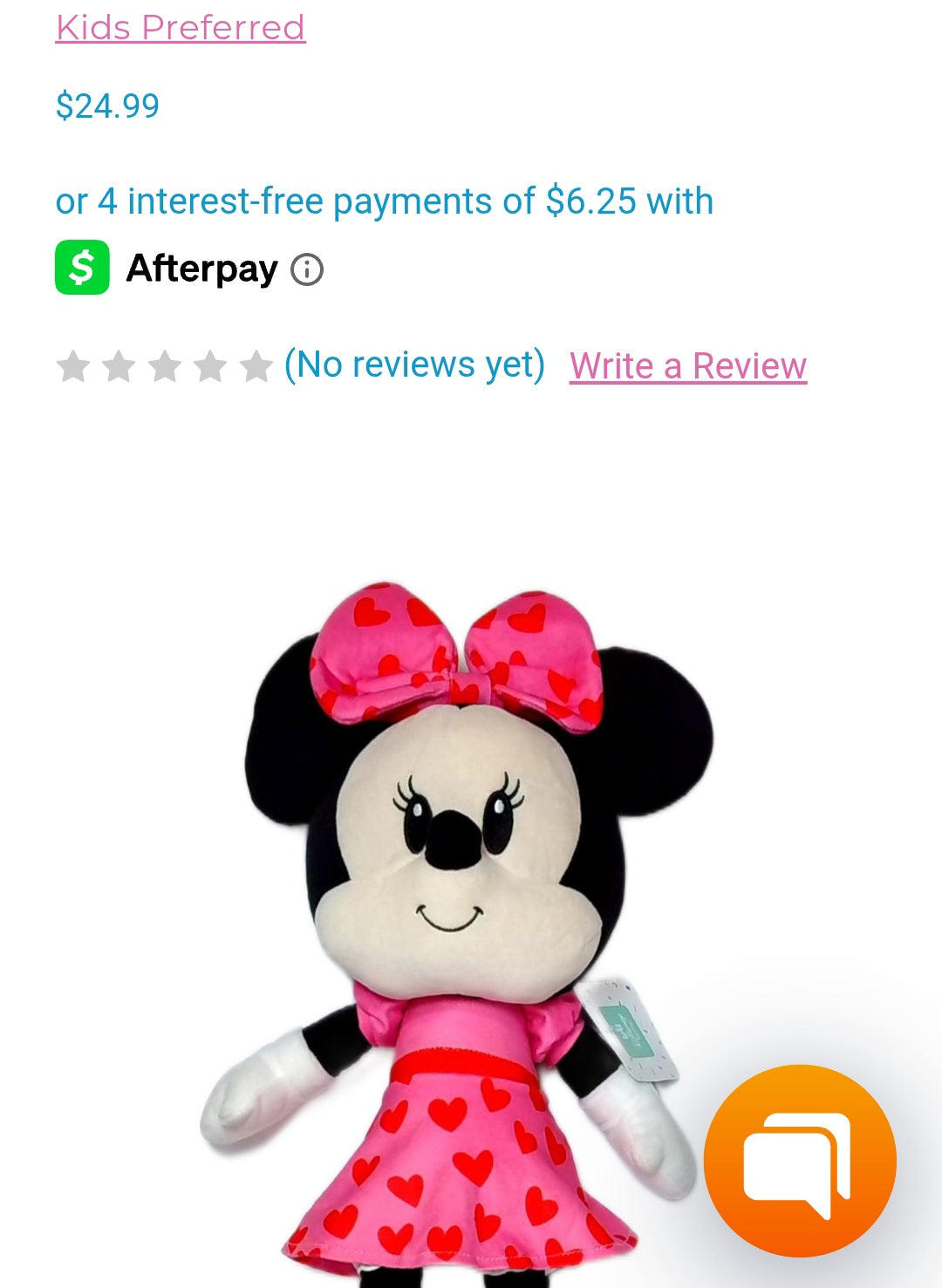 Disney Baby Large Valentine's hearts plush 19" Minnie Mouse by Kids Preferred