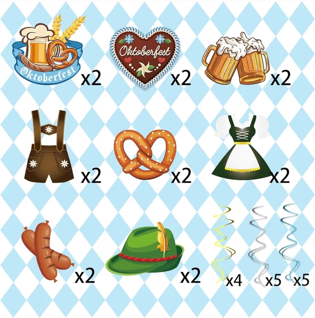30pcs Oktoberfest Hanging Swirl Decorations for Beer Festival, Metallic Foil Hanging Whirls Ceiling Decor for Oktoberfest Themed Party Supplies
