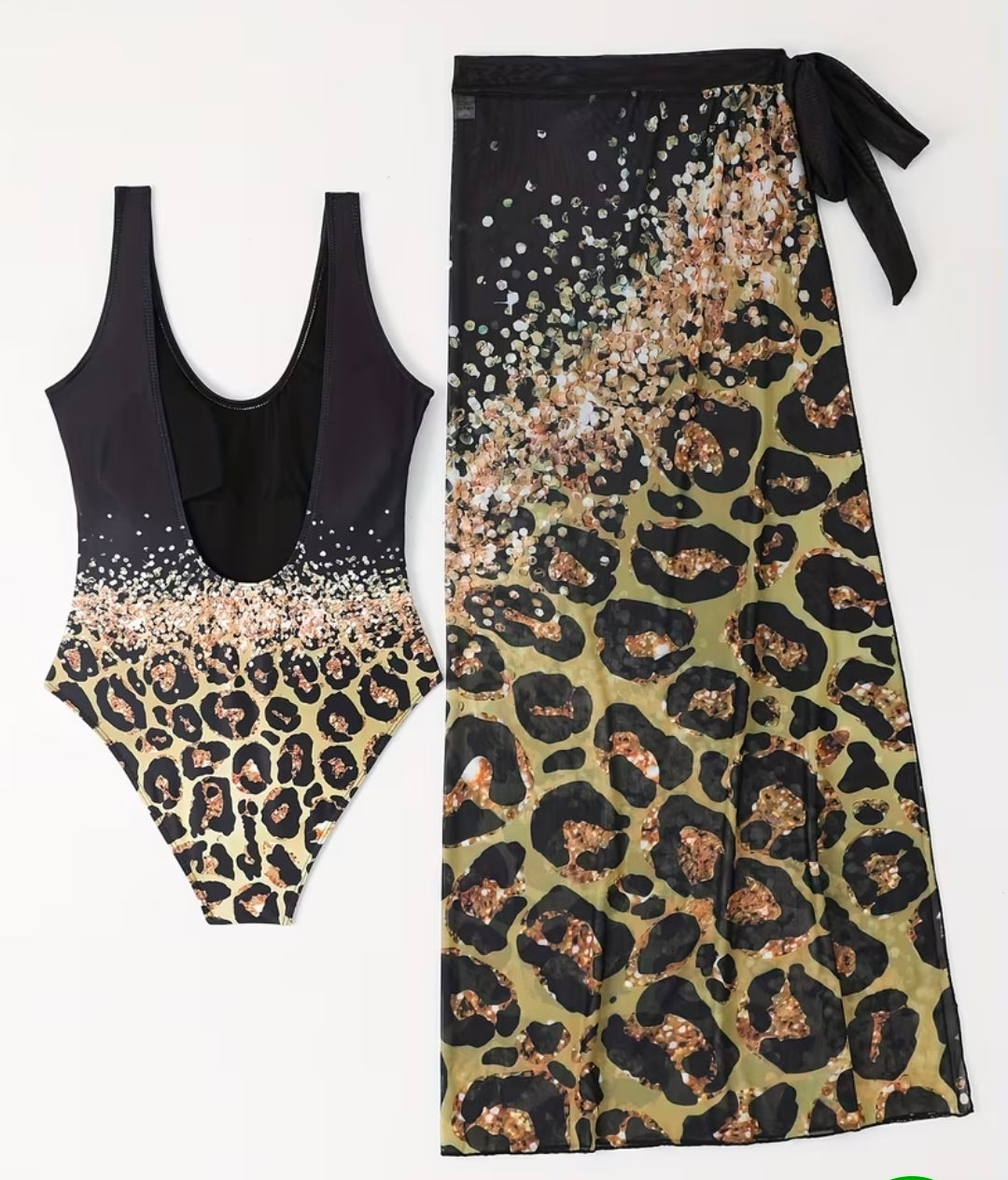 Limited Edition Leopard Print 1pc Swimsuit + Leopard Print Wrap Skirt