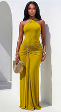 Mock Neck Drape Maxi Dress
