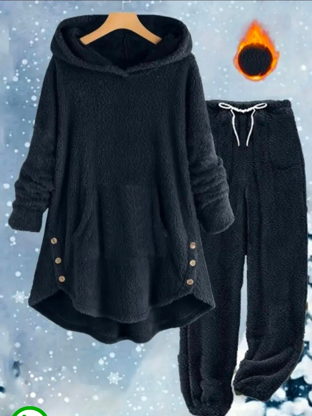 Casual Women'S Solid Color Plush Hoodie And Long Pants Set