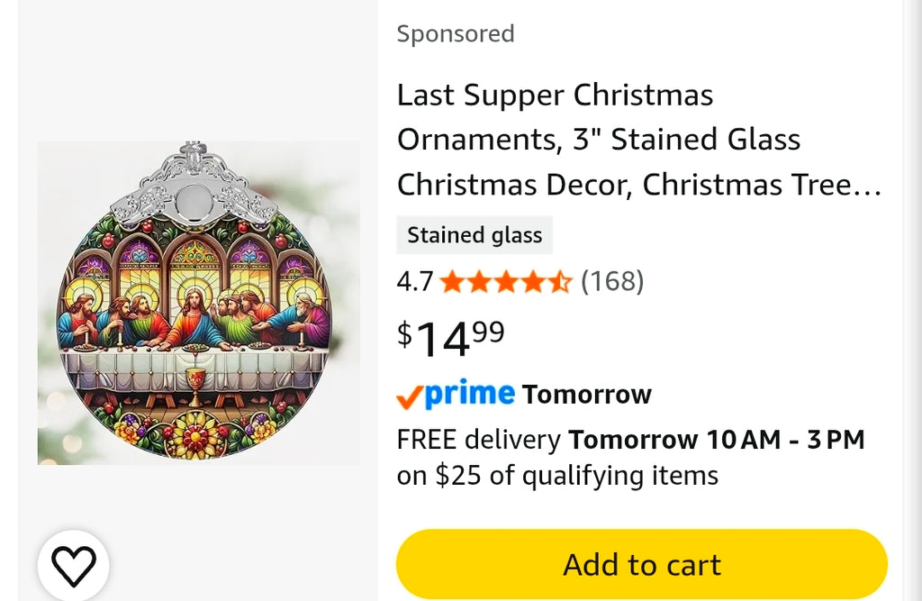 Last Supper Christmas Ornaments, 3" Stained Glass Christmas Decor, Christmas Tree Ornaments, Christmas Tree Decorations