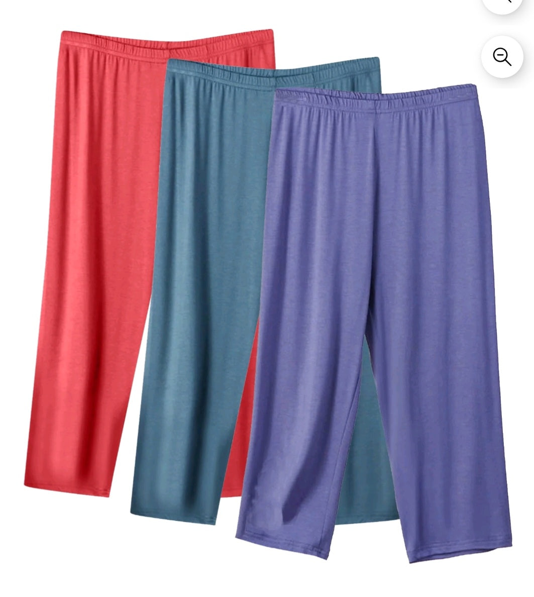 SwiftWear 3-Pack Loose-Fit Women's Capris Versatile Plus Size Athleisure & Loungewear Essential