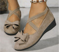 Women Shoes Mouth Suede Casual Comfortable Bow Flat Slip on Low Heel Slope Shoes