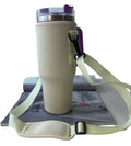 Insulated Cup Sleeve with Shoulder Strap, 40oz Tumbler Carrier, Neoprene Beige