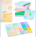 24 Colors Super Sticky Notes 3x3 Inches, 816 Sheets Repositionable Pads