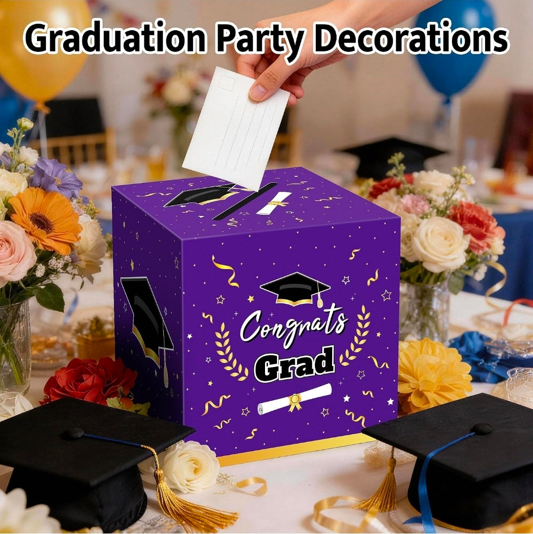 Graduation Decorations 2026 Purple Graduation Card Box Graduation Party Decorations,Graduation Box