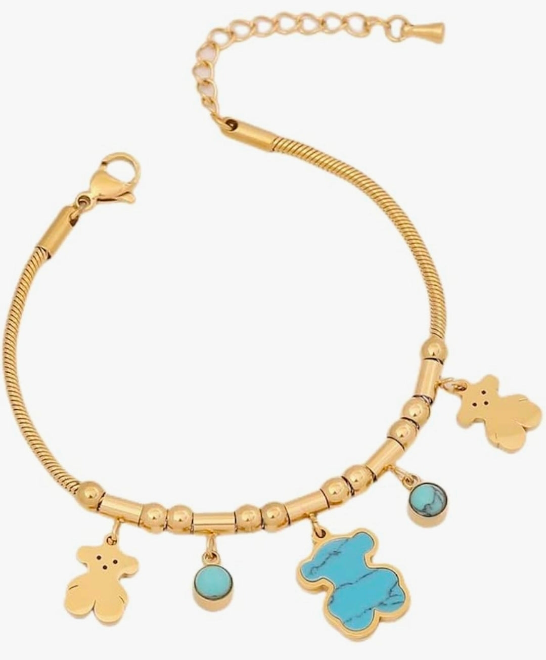 Turquoise and gold plated stainless steel bracelet