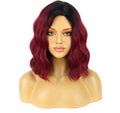 14 Inches Women Burgundy Ombre Wig